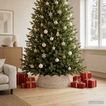 Collare per Albero di Natale Rotondo Bianco Ø 105 x 28 cm
