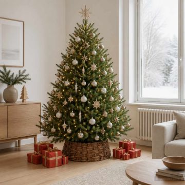 Collare per Albero di Natale Rotondo Marrone lavato