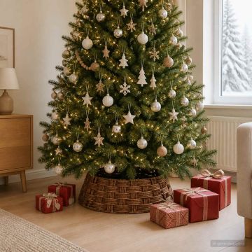 Collare per Albero di Natale Rotondo Marrone lavato