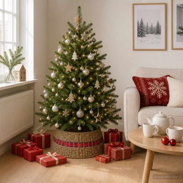 Collare per Albero di Natale Rotondo Naturale Ø 45 x 22 cm