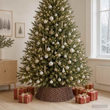 Collare per Albero di Natale Rotondo Marrone Scuro Ø 90 x 28 cm