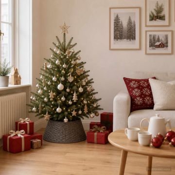 Collare per Albero di Natale Rotondo Grigio Ø 45 x 22 cm