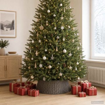 Collare per Albero di Natale Rotondo Grigio Ø 105 x 28 cm