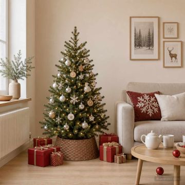Collare per Albero di Natale Rotondo Marrone Chiaro polyrattan