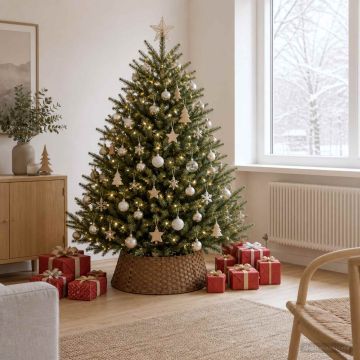 Collare per Albero di Natale Rotondo Marrone Chiaro polyrattan