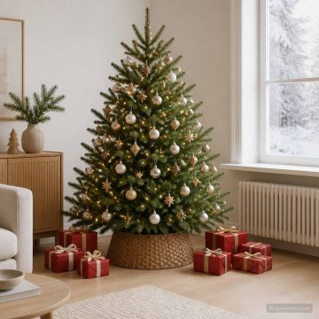 Collare per Albero di Natale Rotondo Marrone Chiaro polyrattan