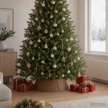 Collare per Albero di Natale Rotondo Marrone Chiaro polyrattan