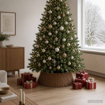 Collare per Albero di Natale Rotondo Marrone Chiaro polyrattan