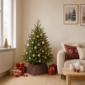 Collare per Albero di Natale Quadrato Marrone Scuro polyrattan