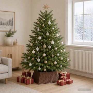 Collare per Albero di Natale Quadrato Marrone Scuro polyrattan