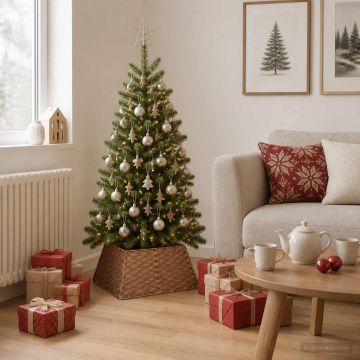 Collare per Albero di Natale Quadrato Marrone Chiaro polyrattan