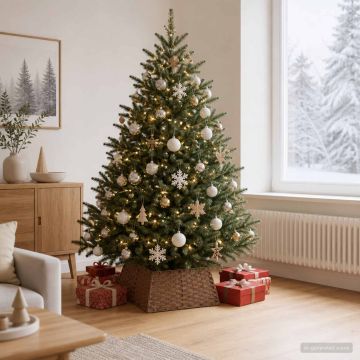 Collare per Albero di Natale Quadrato Marrone Chiaro polyrattan
