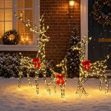 Famiglia di renne natalizie LED 700 LED Bianco caldo