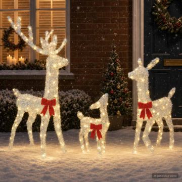 Famiglia di renne natalizie LED 300 LED Bianco caldo