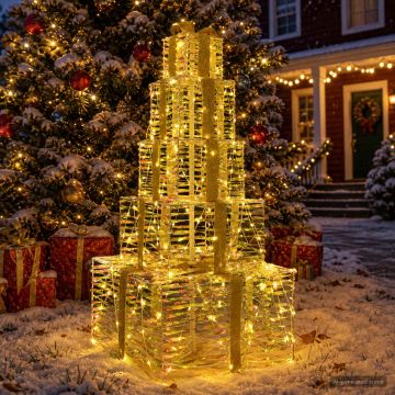 Pacchi regalo di Natale impilabili con LED 250 LED Bianco caldo