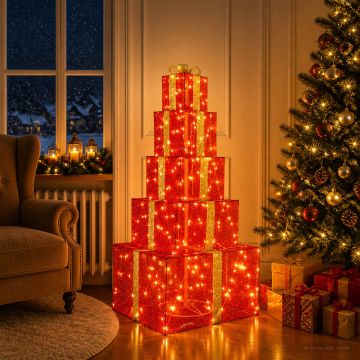 Pacchi regalo di Natale impilabili con LED 250 LED Bianco caldo