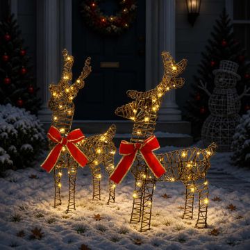 Renna di Natale 3D LOVIISA 2 pz 80 LED Bianco caldo