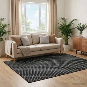 Tappeto ORIZ Motivo a rete nero 240 x 340 cm 100% Poliestere