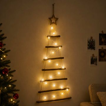 Albero di Natale appeso 90 cm 30 LED Bianco caldo