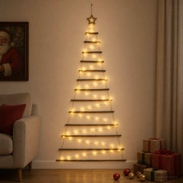 Albero di Natale appeso 180 cm 100 LED Bianco caldo