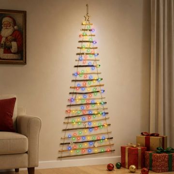 Albero di Natale appeso 210 cm 130 LED Multicolore