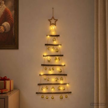 Albero di Natale appeso con palle 90 cm 30 LED Bianco caldo