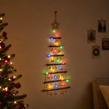 Albero di Natale appeso con palle 90 cm 30 LED Multicolore