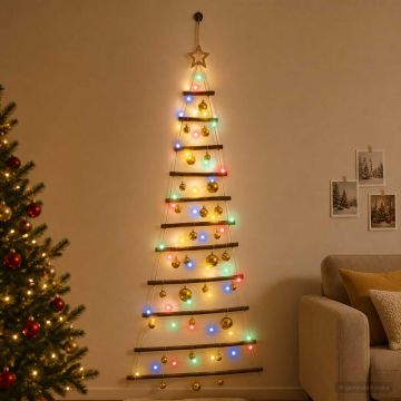 Albero di Natale appeso con palle 150 cm 80 LED Multicolore