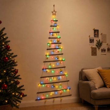 Albero di Natale appeso con palle 180 cm 100 LED Multicolore