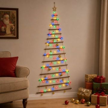 Albero di Natale appeso con palle 210 cm 130 LED Multicolore