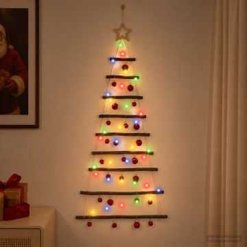 Albero di Natale appeso con palle 120 cm 50 LED Multicolore