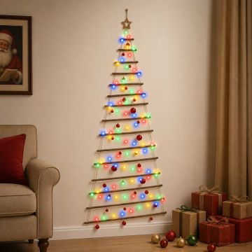 Albero di Natale appeso con palle 210 cm 130 LED Multicolore