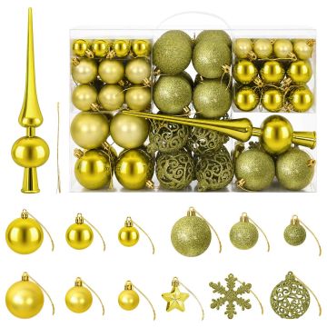 Set di Palline di Natale 111 pz Verde chiaro 6 cm Polistirolo