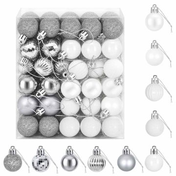 Set di Palline di Natale 150 pz Bianco e Grigio 3 cm
