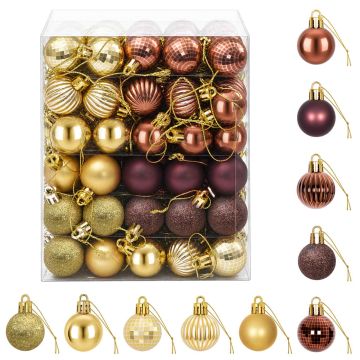 Set di Palline di Natale 150 pz Marrone e oro 3 cm Polistirolo