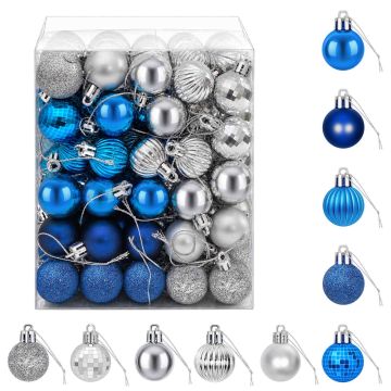 Set di Palline di Natale 150 pz Blu e argento 3 cm Polistirolo