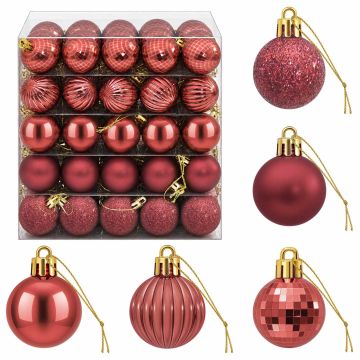 Set di Palline di Natale 150 pz Rosso Vino 3 cm Polistirolo