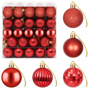 Set di Palline di Natale 100 pz Rosso 4 cm Polistirolo