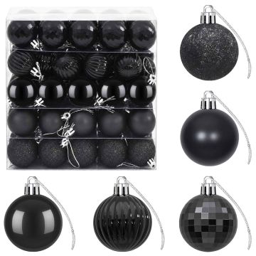 Set di Palline di Natale 100 pz Nero 4 cm Polistirolo
