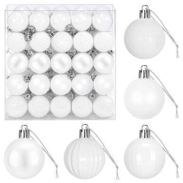 Set di Palline di Natale 100 pz Bianco 4 cm Polistirolo