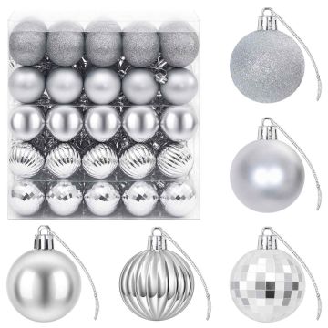 Set di Palline di Natale 100 pz Argento 4 cm Polistirolo
