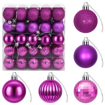 Set di Palline di Natale 100 pz Lillà 4 cm Polistirolo
