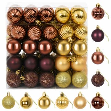 Set di Palline di Natale 100 pz Marrone e oro 4 cm Polistirolo