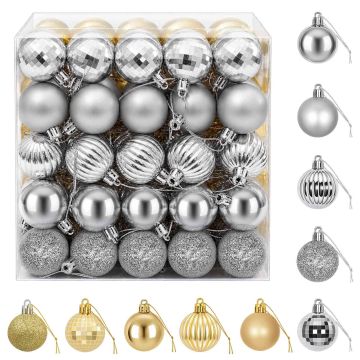 Set di Palline di Natale 100 pz Argento e oro 4 cm Polistirolo