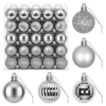 Set di Palline di Natale 100 pz Grigio 4 cm Polistirolo