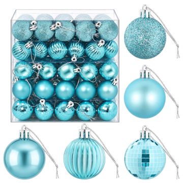 Set di Palline di Natale 100 pz Turchese 4 cm Polistirolo
