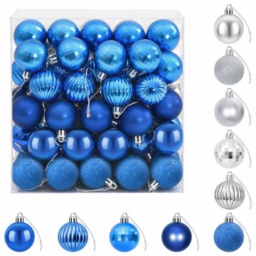 Set di Palline di Natale 100 pz Blu e argento 4 cm Polistirolo