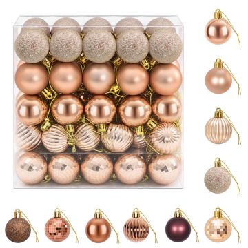 Set di Palline di Natale 100 pz Champagne e marrone 4 cm