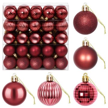 Set di Palline di Natale 100 pz Rosso Vino 4 cm Polistirolo