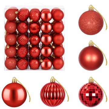 Set di Palline di Natale 75 pz Rosso 6 cm Polistirolo